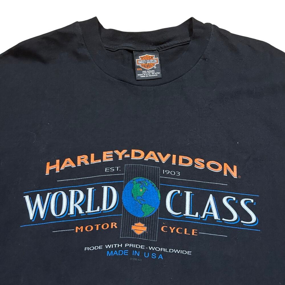 Vintage 90s Harley Davidson Black Tee Graphic Motorcycles T-Shirt 2XL - Picture 2 of 5